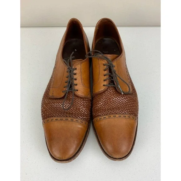 Men Allen Edmonds USA New Orleans leather woven cap toe dress shoes, 10 B - Picture 5 of 9